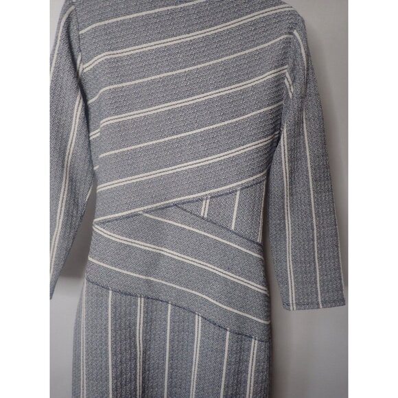 Maeve Anthropologie Amelia Blue Striped Wrap Dress M Column V‎ neck textured - Picture 5 of 7